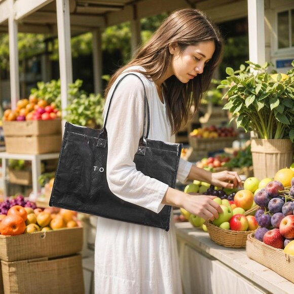 Spacious PVC Shoulder Bag - Stylish Kraft Paper Texture, Perfect for Daily Use - Picture 4 of 6